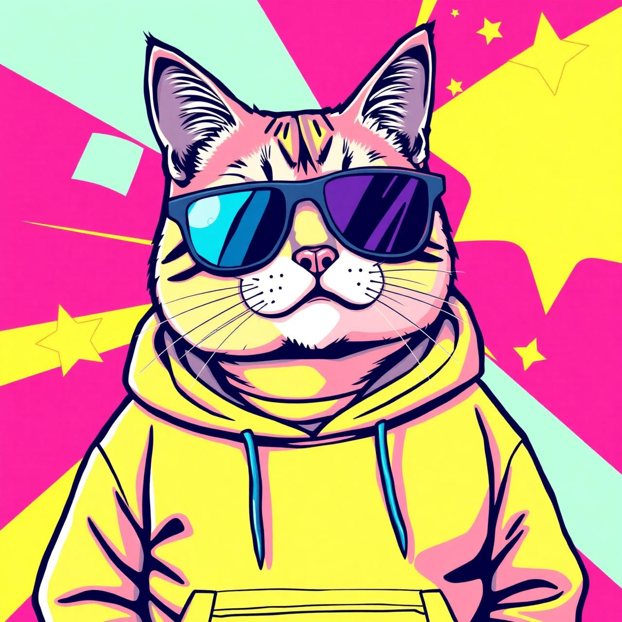 Cool cat in a hoodie wearing sunglasses